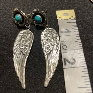 925 Sterling Silver Angel Wings Dangling Women's Beautiful Earrings